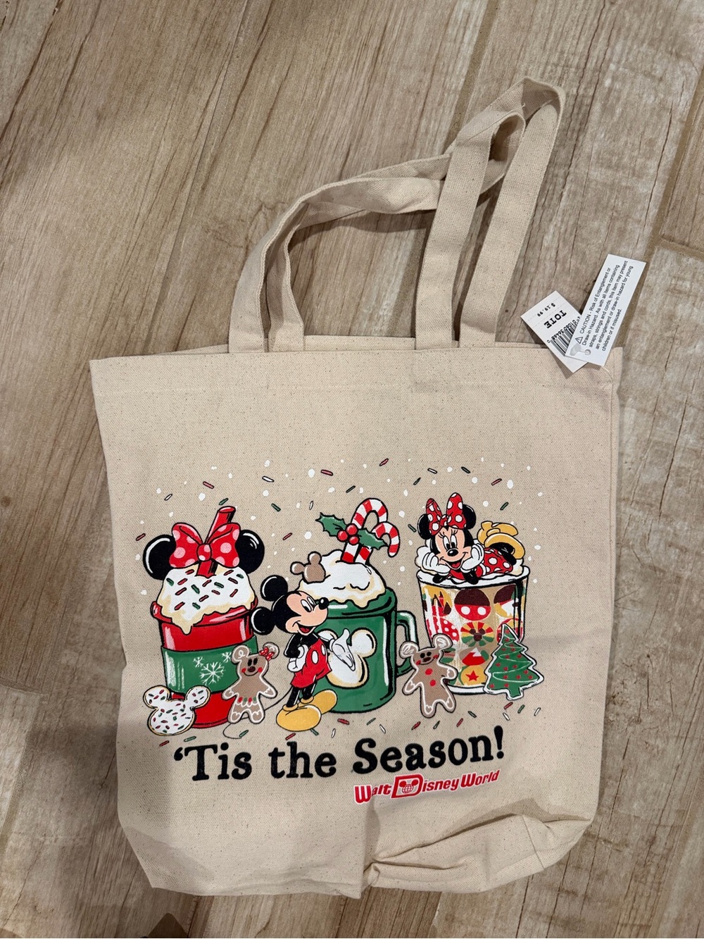 Disney Holiday Minnie & Mickey Canvas Tote - Natural, Red, Green, Black